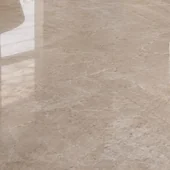 Polished beige marble flooring, large format